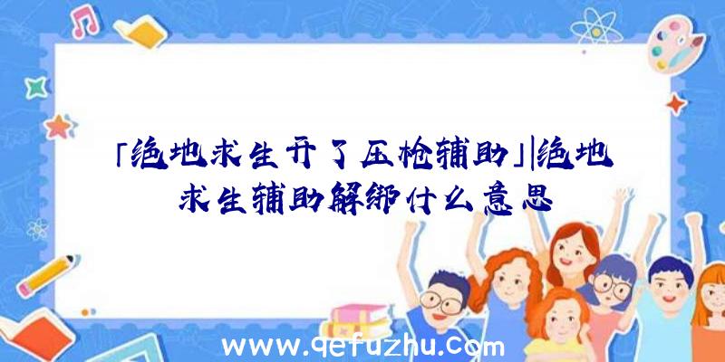 「绝地求生开了压枪辅助」|绝地求生辅助解绑什么意思